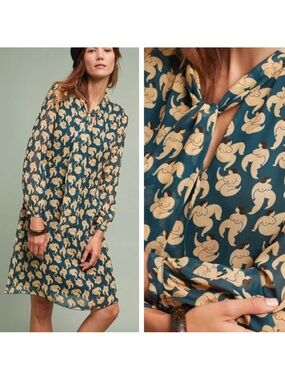 Anthropologie Femme Tie-Neck Dress Ottod’ame size 8 boho Avant Garde Boho